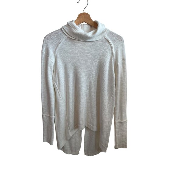 We The Free by Free People White High-Low Mock Neck Sweater Top Women's Size M - Picture 1 of 7